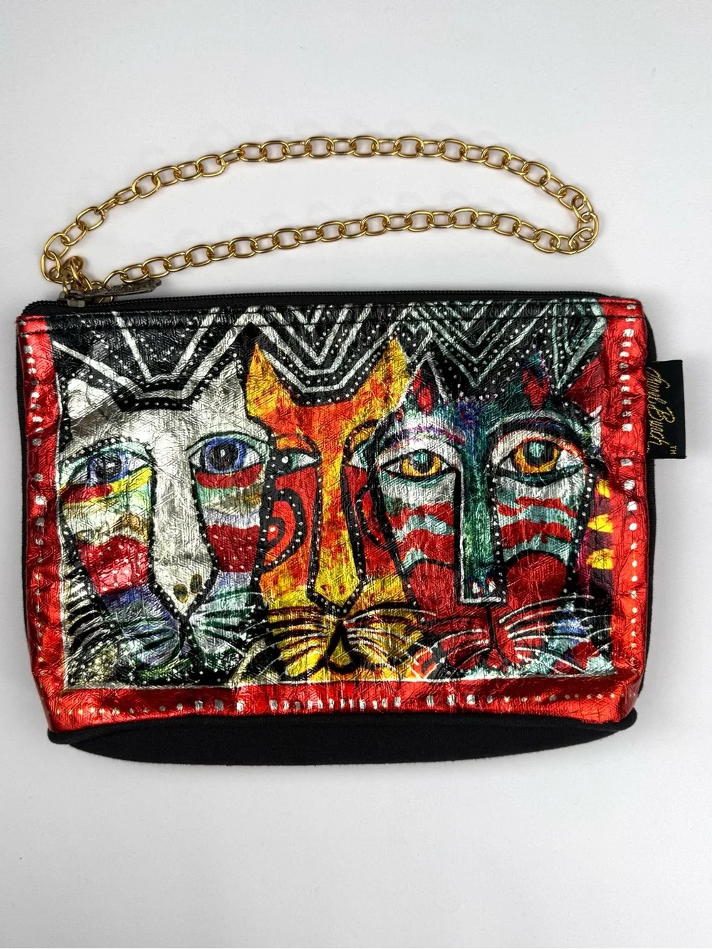 Laurel Burch Foil Cosmetic Bag with Gold Chain